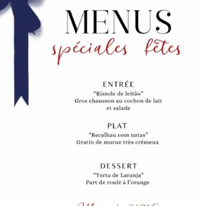 menu spéciale fêtes à 24,90€